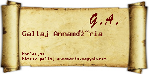 Gallaj Annamária névjegykártya